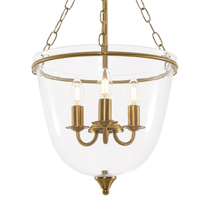 LightFixturesUSA-Vintage Clear Glass Wide Bell Jar Lantern Pendant / Semi Flush-Ceiling Light-Black-