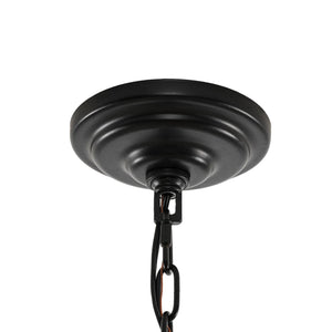 LightFixturesUSA-Vintage Clear Glass Wide Bell Jar Lantern Pendant / Semi Flush-Ceiling Light-Black-