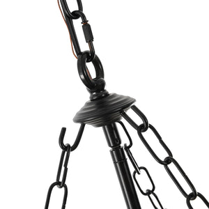 LightFixturesUSA-Vintage Clear Glass Wide Bell Jar Lantern Pendant / Semi Flush-Ceiling Light-Black-