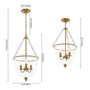 LightFixturesUSA-Vintage Clear Glass Wide Bell Jar Lantern Pendant / Semi Flush-Ceiling Light-Black-