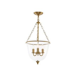 LightFixturesUSA-Vintage Clear Glass Wide Bell Jar Lantern Pendant / Semi Flush-Ceiling Light-Black-