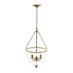LightFixturesUSA-Vintage Clear Glass Wide Bell Jar Lantern Pendant / Semi Flush-Ceiling Light-Black-