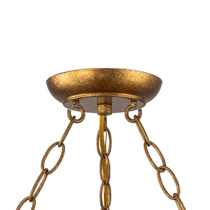 LightFixturesUSA-Vintage Distressed Gold Leaf Basket Semi Flush Mount-Ceiling Light-22.6 in-