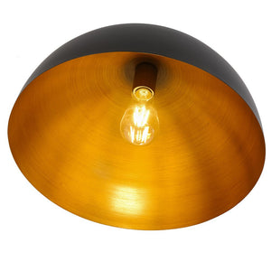LightFixturesUSA - Vintage Farmhouse 1 - Light Iron Dome Flush Mount Light - Pendant Light - Black + Gold - 