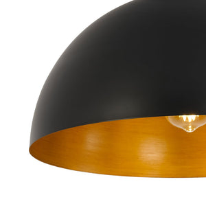 LightFixturesUSA - Vintage Farmhouse 1 - Light Iron Dome Flush Mount Light - Pendant Light - Black + Gold - 
