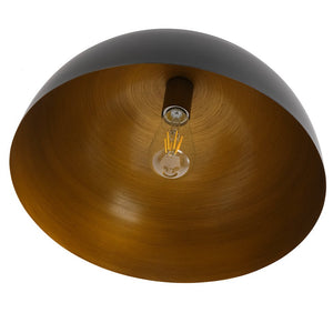 LightFixturesUSA - Vintage Farmhouse 1 - Light Iron Dome Flush Mount Light - Pendant Light - Black + Gold - 