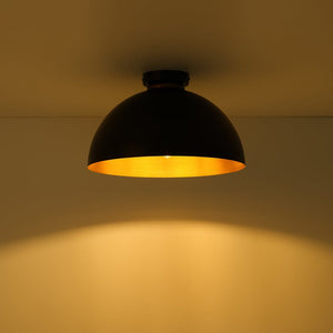 LightFixturesUSA - Vintage Farmhouse 1 - Light Iron Dome Flush Mount Light - Pendant Light - Black + Gold - 