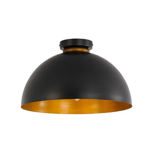 LightFixturesUSA - Vintage Farmhouse 1 - Light Iron Dome Flush Mount Light - Pendant Light - Black + Gold - 
