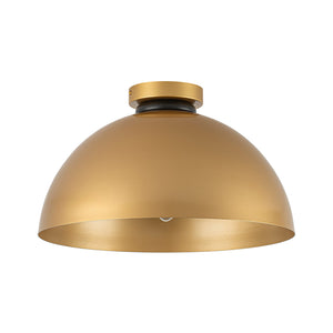 LightFixturesUSA-Vintage Farmhouse 1-Light Iron Dome Flush Mount Light-Pendant Light-Brass-