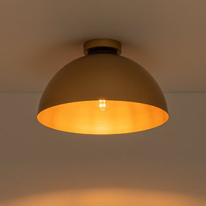 LightFixturesUSA-Vintage Farmhouse 1-Light Iron Dome Flush Mount Light-Pendant Light-Brass-