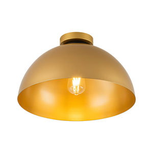 LightFixturesUSA-Vintage Farmhouse 1-Light Iron Dome Flush Mount Light-Pendant Light-Brass-