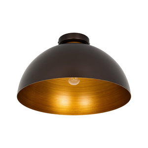 LightFixturesUSA-Vintage Farmhouse 1-Light Iron Dome Flush Mount Light-Pendant Light-Oil-Rubbed Bronze + Gold-