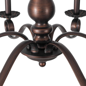 LightFixturesUSA-Vintage Heritage Bronze 6-Light Metal Candle Semi Flush Chandelier-Chandelier-22.6 in-