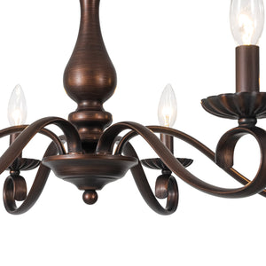 LightFixturesUSA-Vintage Heritage Bronze 6-Light Metal Candle Semi Flush Chandelier-Chandelier-22.6 in-