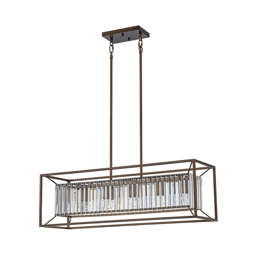 LightFixturesUSA - Vintage Italy Glam Crystal Rectangular Linear Chandelier - Chandelier - Oil - Rubbed Bronze - 