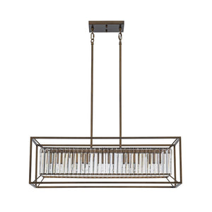 LightFixturesUSA - Vintage Italy Glam Crystal Rectangular Linear Chandelier - Chandelier - Oil - Rubbed Bronze - 