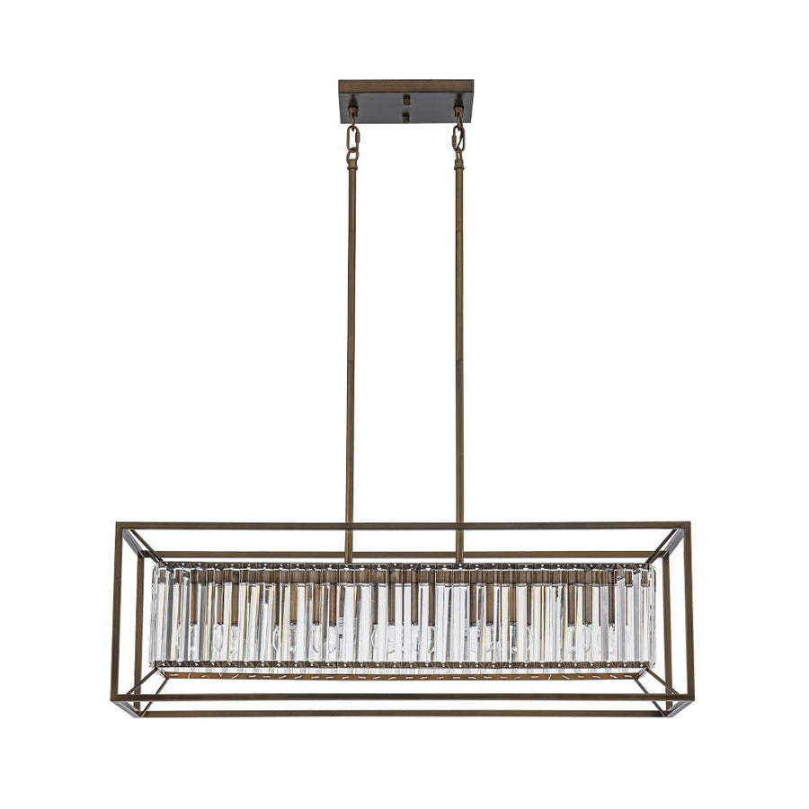 LightFixturesUSA - Vintage Italy Glam Crystal Rectangular Linear Chandelier - Chandelier - Oil - Rubbed Bronze - 