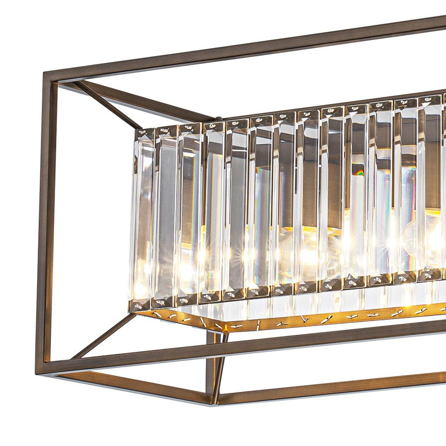 LightFixturesUSA - Vintage Italy Glam Crystal Rectangular Linear Chandelier - Chandelier - Oil - Rubbed Bronze - 