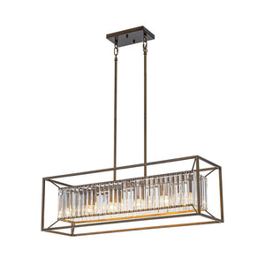 LightFixturesUSA - Vintage Italy Glam Crystal Rectangular Linear Chandelier - Chandelier - Oil - Rubbed Bronze - 