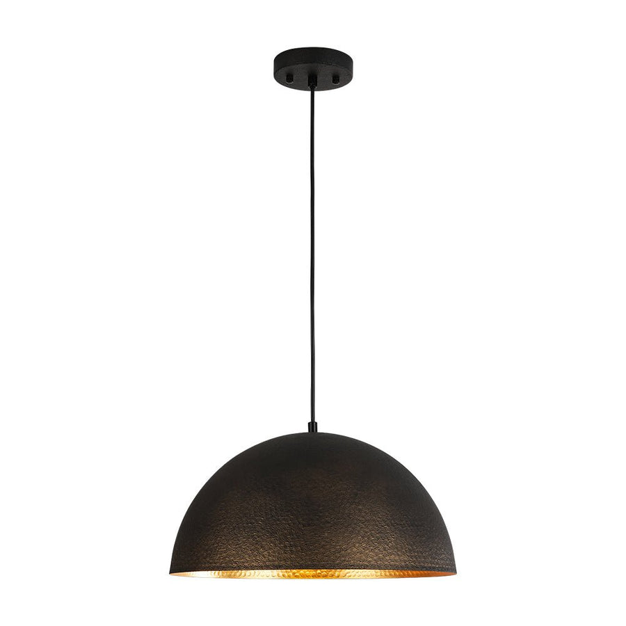 LightFixturesUSA - Vintage Luxe Black Gold Hammered Dome Pendant Light - Pendant Light - 15.7 in - 