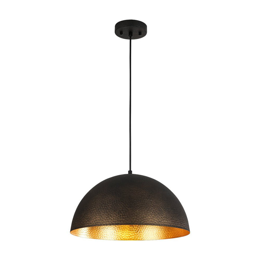 LightFixturesUSA - Vintage Luxe Black Gold Hammered Dome Pendant Light - Pendant Light - 15.7 in - 
