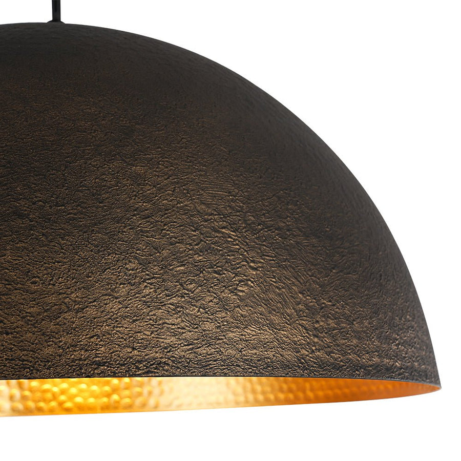 LightFixturesUSA - Vintage Luxe Black Gold Hammered Dome Pendant Light - Pendant Light - 15.7 in - 