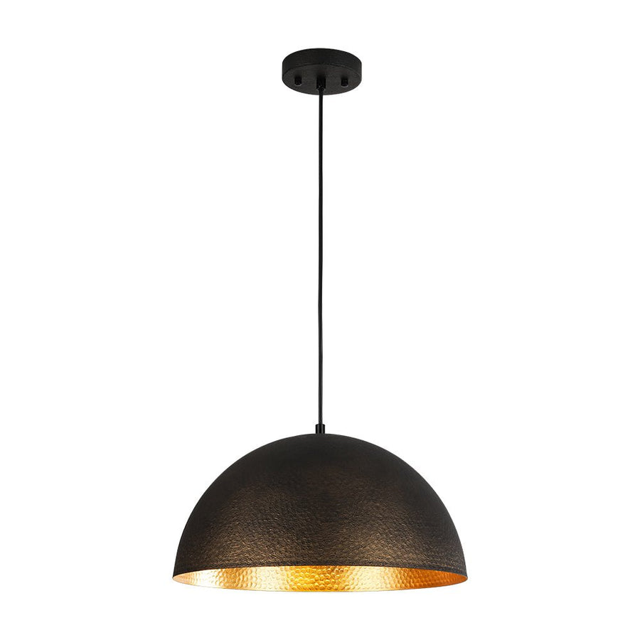 LightFixturesUSA - Vintage Luxe Black Gold Hammered Dome Pendant Light - Pendant Light - 15.7 in - 