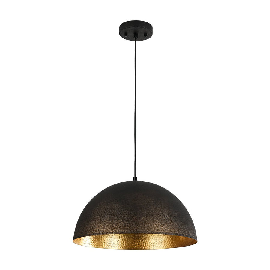 LightFixturesUSA - Vintage Luxe Black Gold Hammered Dome Pendant Light - Pendant Light - 15.7 in - 