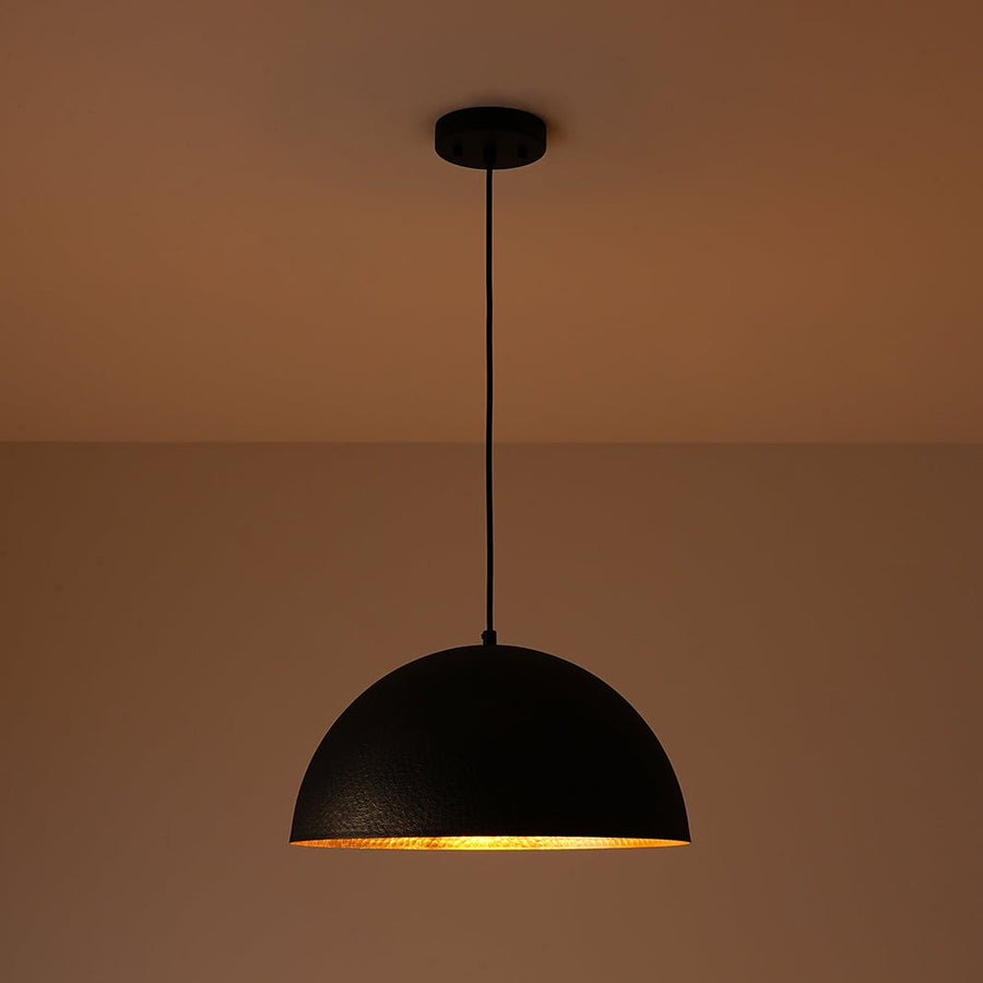 LightFixturesUSA - Vintage Luxe Black Gold Hammered Dome Pendant Light - Pendant Light - 15.7 in - 