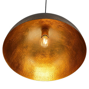LightFixturesUSA - Vintage Luxe Black Gold Hammered Dome Pendant Light - Pendant Light - 15.7 in - 
