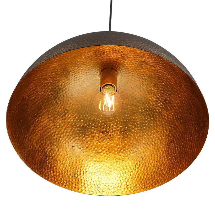 LightFixturesUSA - Vintage Luxe Black Gold Hammered Dome Pendant Light - Pendant Light - 15.7 in - 