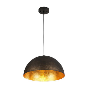 LightFixturesUSA - Vintage Luxe Black Gold Hammered Dome Pendant Light - Pendant Light - 15.7 in - 
