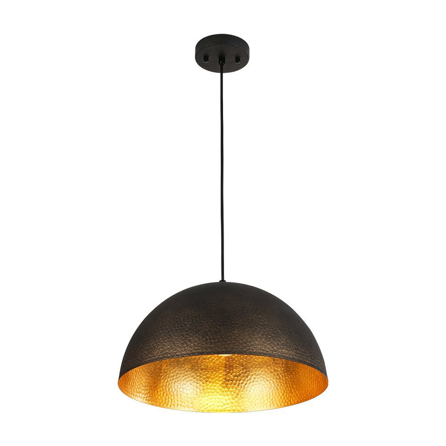 LightFixturesUSA - Vintage Luxe Black Gold Hammered Dome Pendant Light - Pendant Light - 15.7 in - 