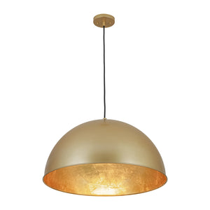 LightFixturesUSA-Vintage Luxe Brass Metal Oversized Dome Pendant Light-Chandelier-23.6 in.-