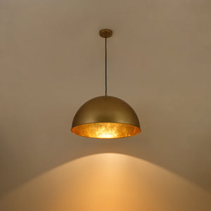 LightFixturesUSA-Vintage Luxe Brass Metal Oversized Dome Pendant Light-Chandelier-23.6 in.-