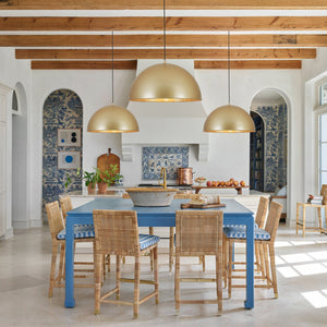 LightFixturesUSA-Vintage Luxe Brass Metal Oversized Dome Pendant Light-Chandelier-23.6 in.-
