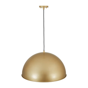 LightFixturesUSA-Vintage Luxe Brass Metal Oversized Dome Pendant Light-Chandelier-23.6 in.-