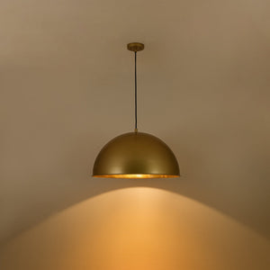 LightFixturesUSA-Vintage Luxe Brass Metal Oversized Dome Pendant Light-Chandelier-23.6 in.-