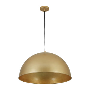 LightFixturesUSA-Vintage Luxe Brass Metal Oversized Dome Pendant Light-Chandelier-23.6 in.-