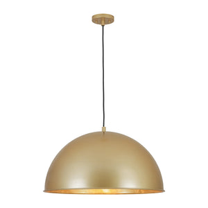 LightFixturesUSA-Vintage Luxe Brass Metal Oversized Dome Pendant Light-Chandelier-23.6 in.-