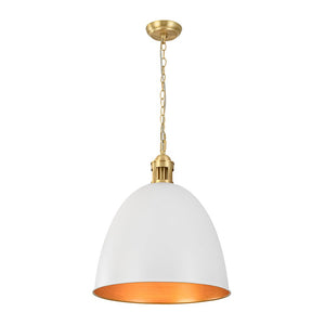 LightFixturesUSA - Vintage Luxe Farmhouse Large Iron Bell Pendant Light - Pendant Light - White - 
