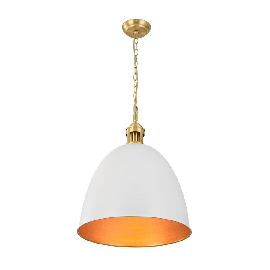 LightFixturesUSA - Vintage Luxe Farmhouse Large Iron Bell Pendant Light - Pendant Light - White - 