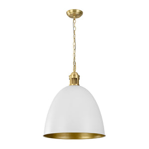 LightFixturesUSA - Vintage Luxe Farmhouse Large Iron Bell Pendant Light - Pendant Light - White - 