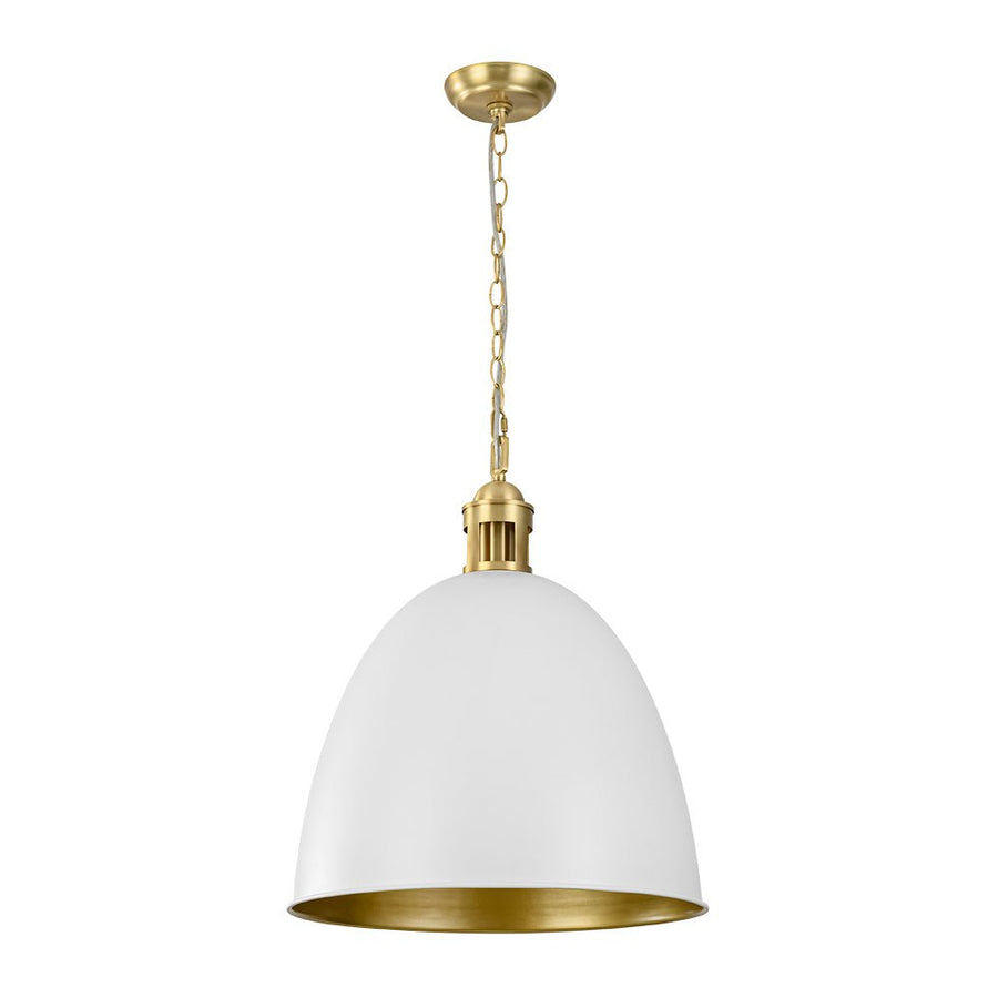LightFixturesUSA - Vintage Luxe Farmhouse Large Iron Bell Pendant Light - Pendant Light - White - 