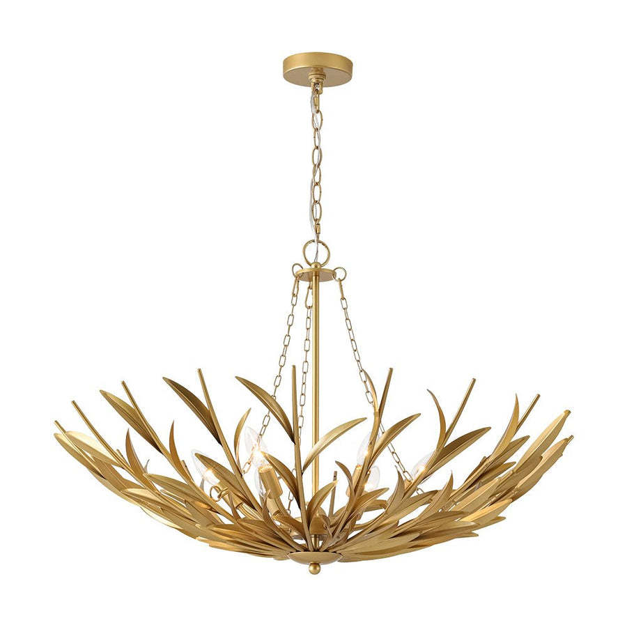 LightFixturesUSA - Vintage Luxe Gold Bloom Leaf Branch Oversized Basket Chandelier - Chandelier - 33.5 in. - 