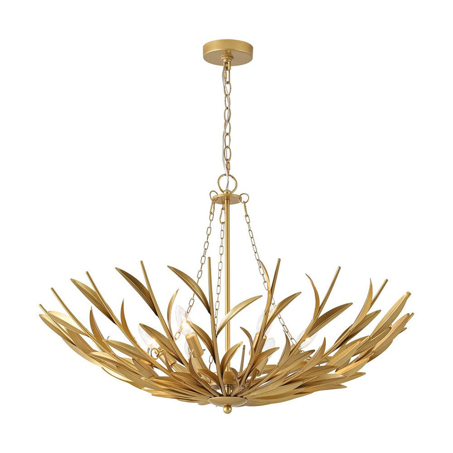 LightFixturesUSA - Vintage Luxe Gold Bloom Leaf Branch Oversized Basket Chandelier - Chandelier - 33.5 in. - 