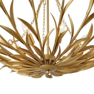 LightFixturesUSA - Vintage Luxe Gold Bloom Leaf Branch Oversized Basket Chandelier - Chandelier - 33.5 in. - 