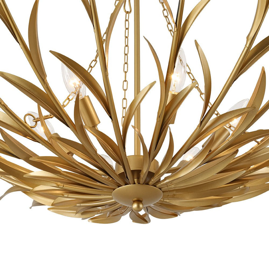 LightFixturesUSA - Vintage Luxe Gold Bloom Leaf Branch Oversized Basket Chandelier - Chandelier - 33.5 in. - 