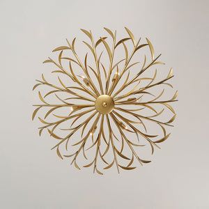 LightFixturesUSA - Vintage Luxe Gold Bloom Leaf Branch Oversized Basket Chandelier - Chandelier - 33.5 in. - 