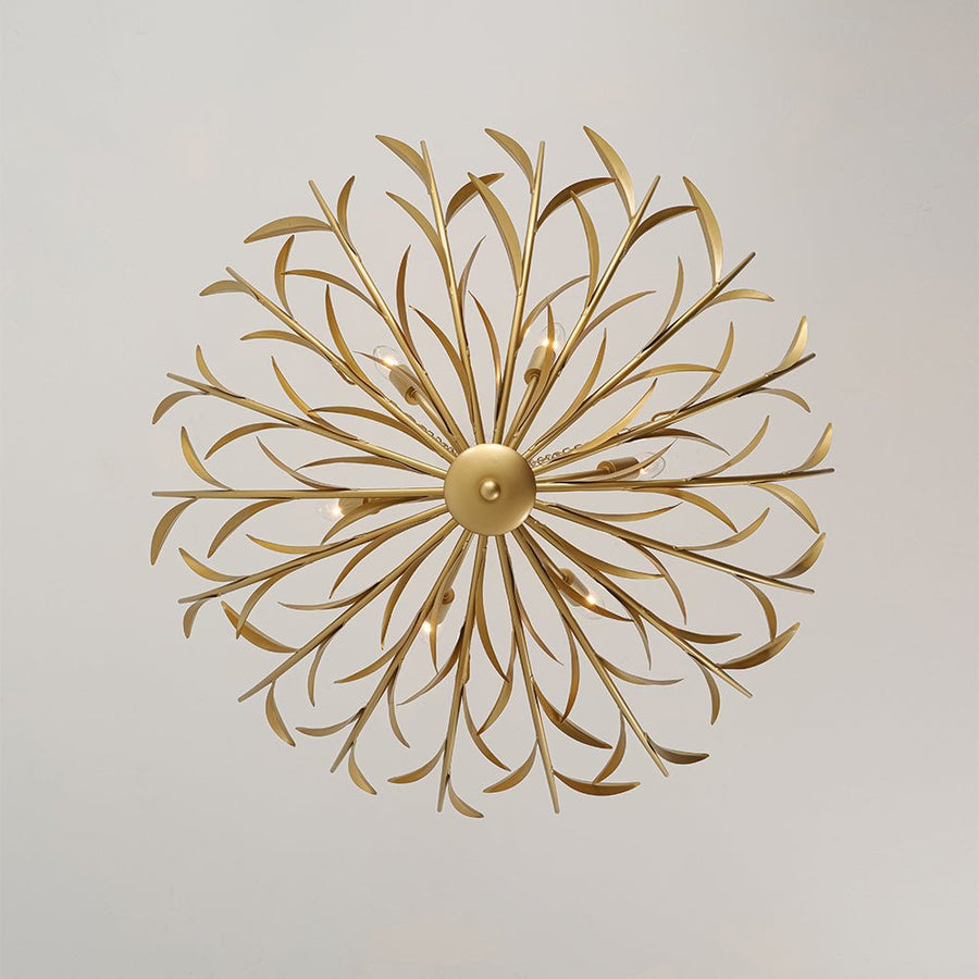 LightFixturesUSA - Vintage Luxe Gold Bloom Leaf Branch Oversized Basket Chandelier - Chandelier - 33.5 in. - 